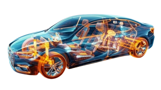 Technisches Fahrzeugmodell mit markierten Gutachtenpunkten vom Kfz-Sachverständigenbüro Gutbach in Hagen